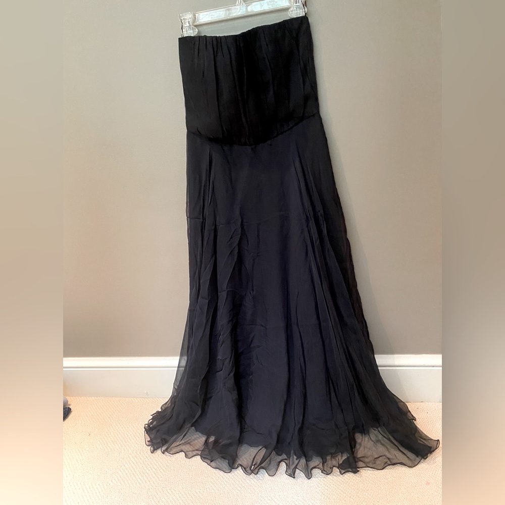Max Mara strapless, black, flowy cocktail dress
